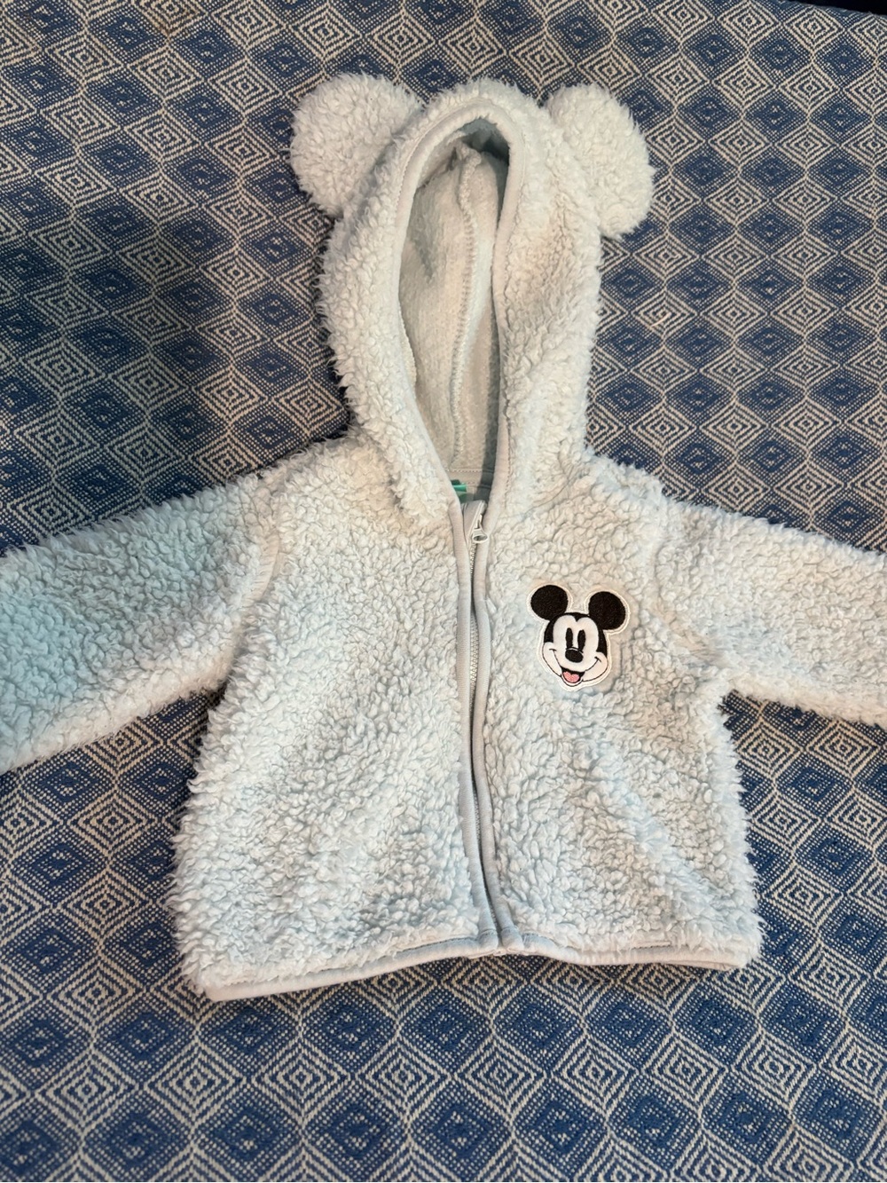 Disney Cream Plush Hooded Baby Jacket with Mickey Patch